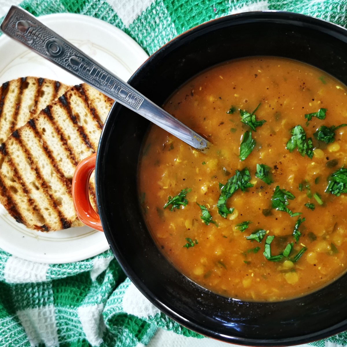 Winter soup with vegetables and red&nbsp;lentils